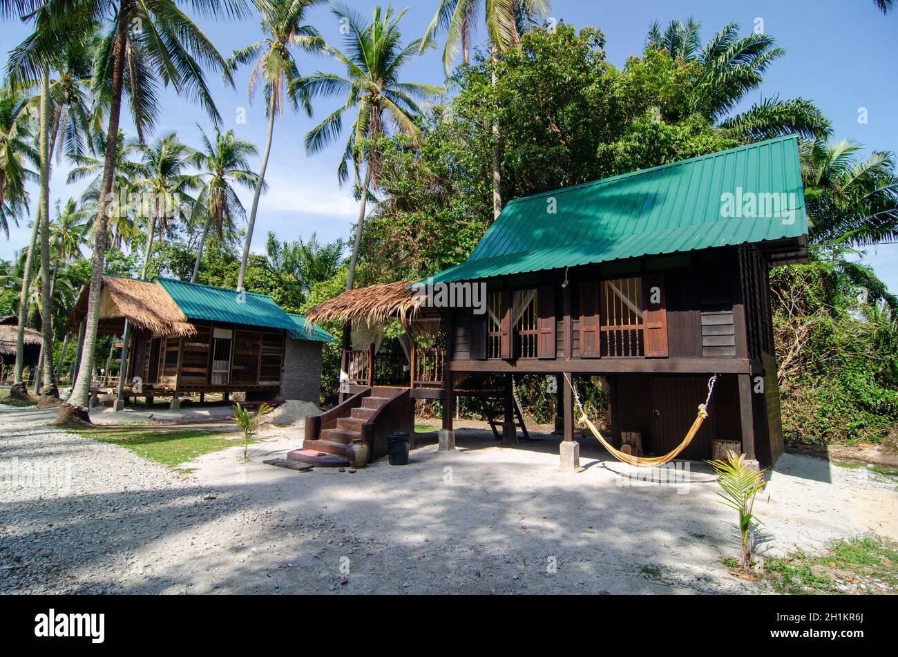 Malaysia stilt Malays house in coconut farm Stock Photo Alamy