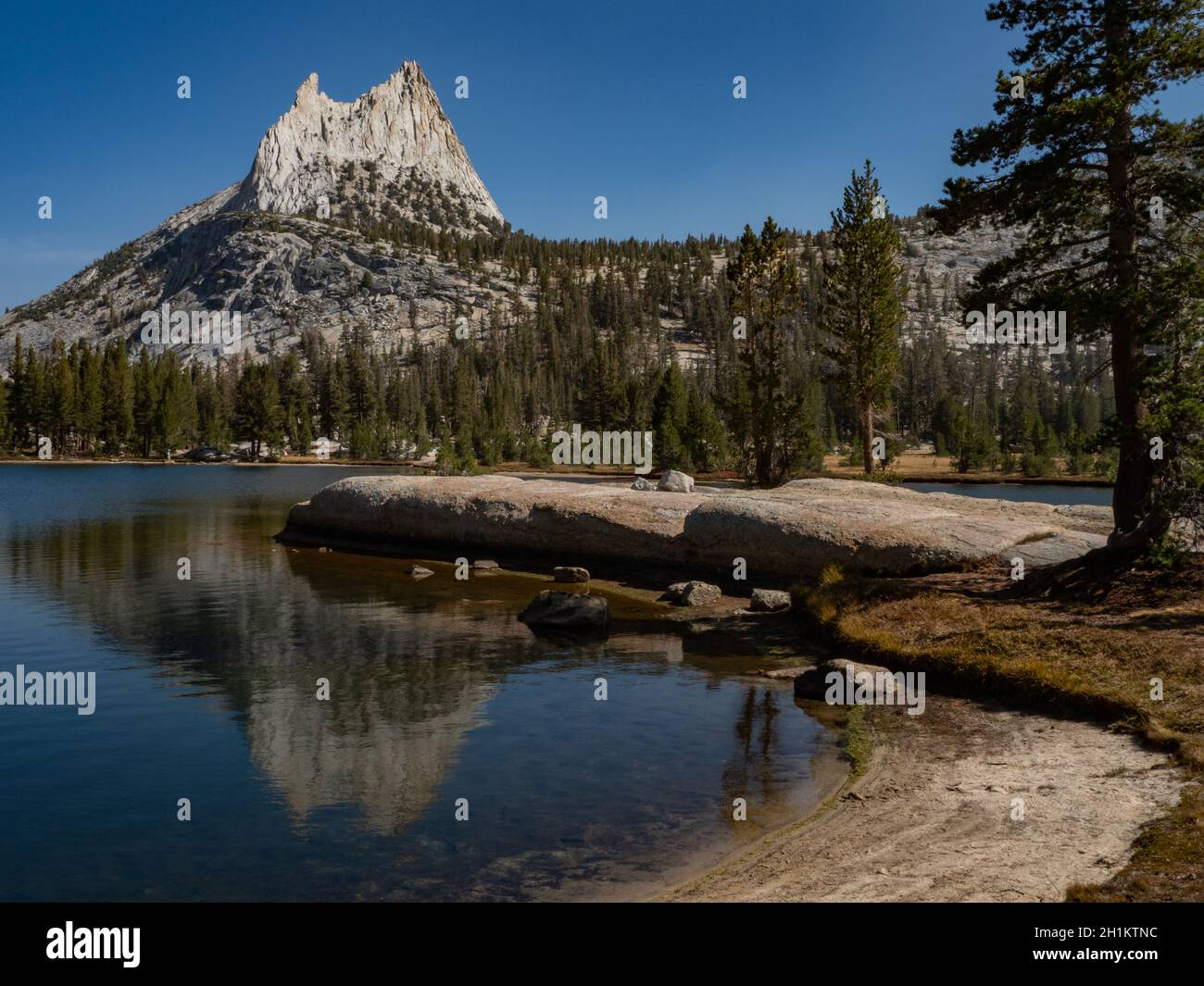 Beautiful views of Cathedral Peak while hiking in Yosemite National Park, California, USA Stock Photo