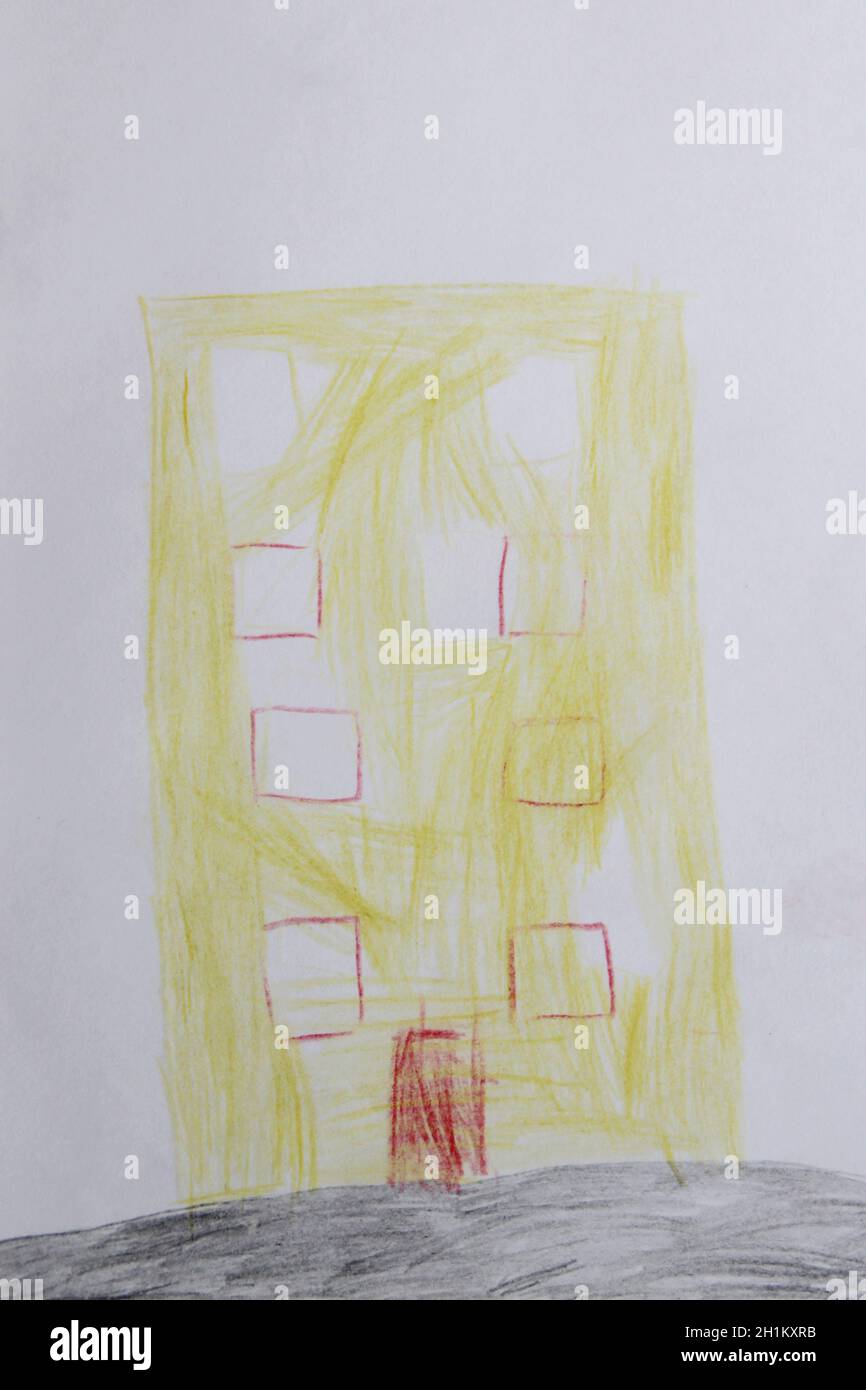 https://c8.alamy.com/comp/2H1KXRB/childrens-drawing-of-multi-storey-building-drawn-in-pencils-pencil-drawing-of-house-childish-art-artwork-drawn-by-pencils-2H1KXRB.jpg