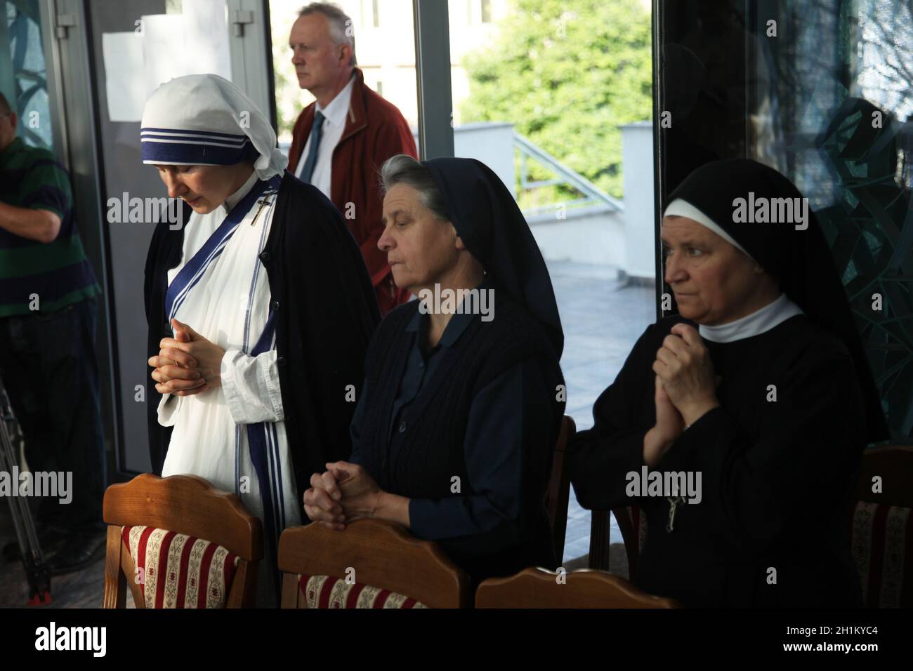 Mass in Chapel in Mother Teresa Memorial House in Skopje, Macedonia Stock Photo