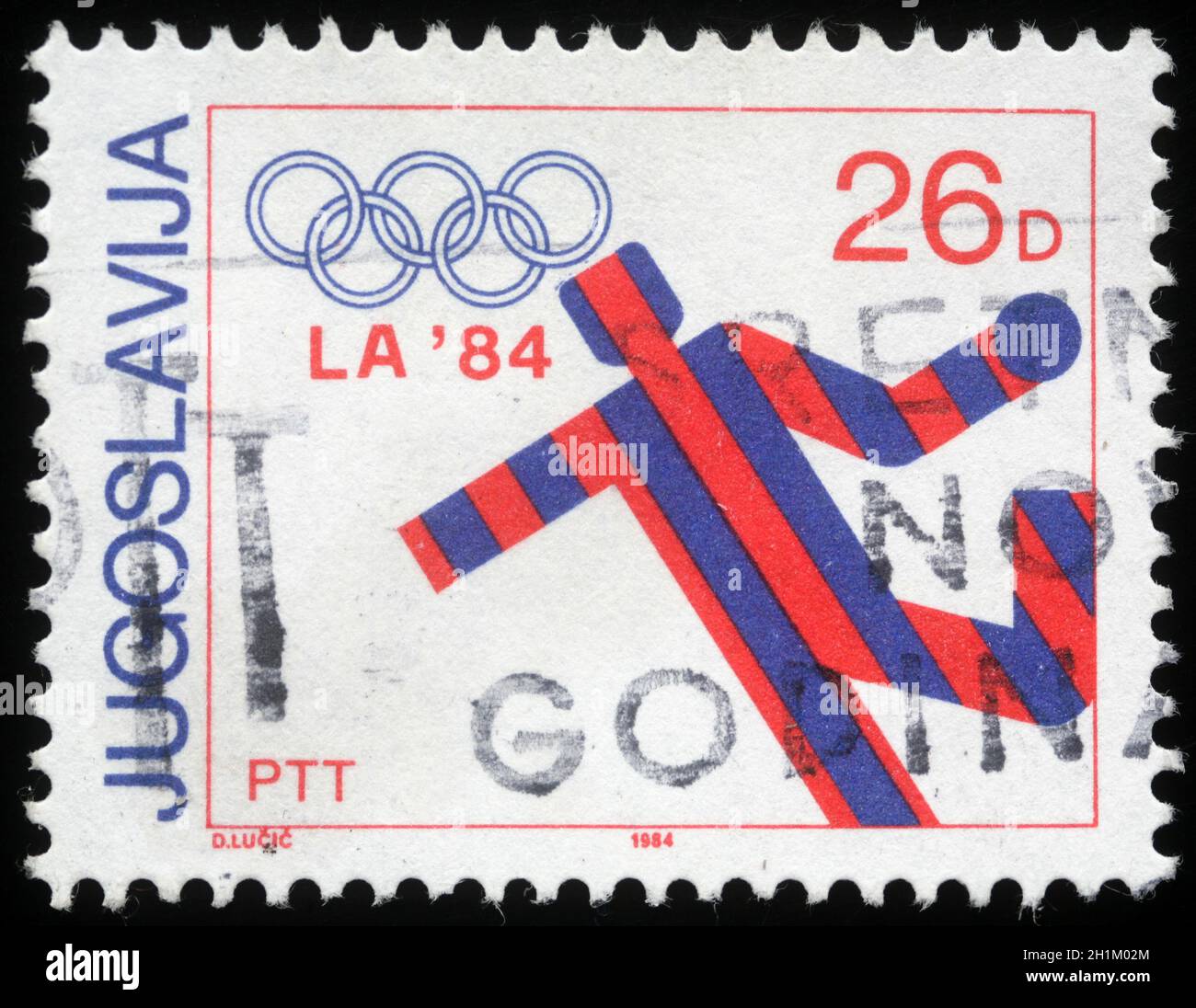 Stamp printed in Yugoslavia shows olympic games in Los Angeles,circa 1984 Stock Photo