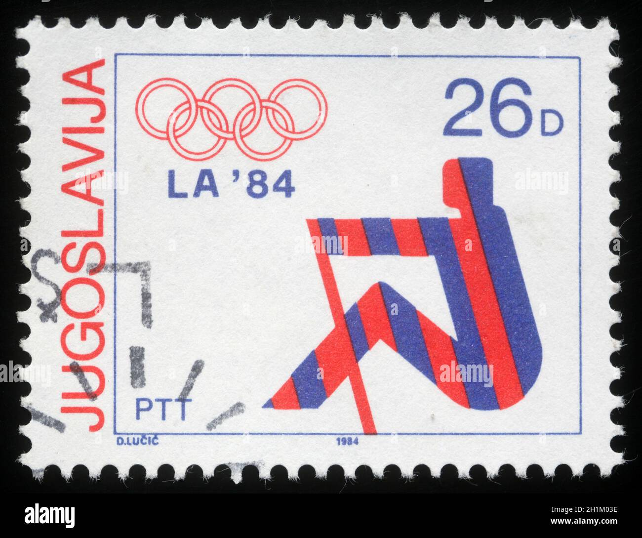 Stamp printed in Yugoslavia shows olympic games in Los Angeles,circa 1984 Stock Photo