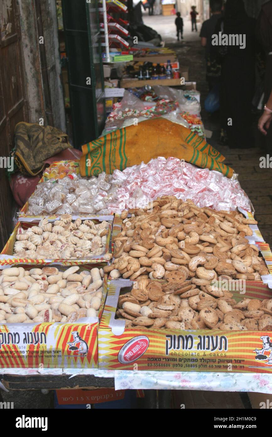 Candy shop in the souq of the Muslim Quarter in the Old City of