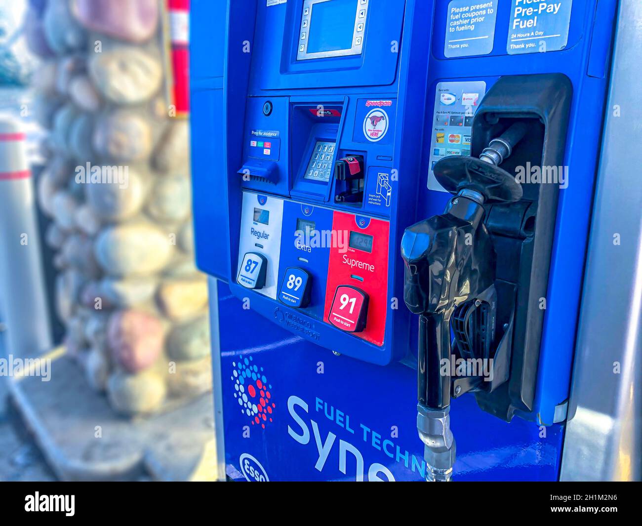Calgary, Alberta, Canada. Nov 15, 2020. A ESSO Gas Station Pump. Petrol