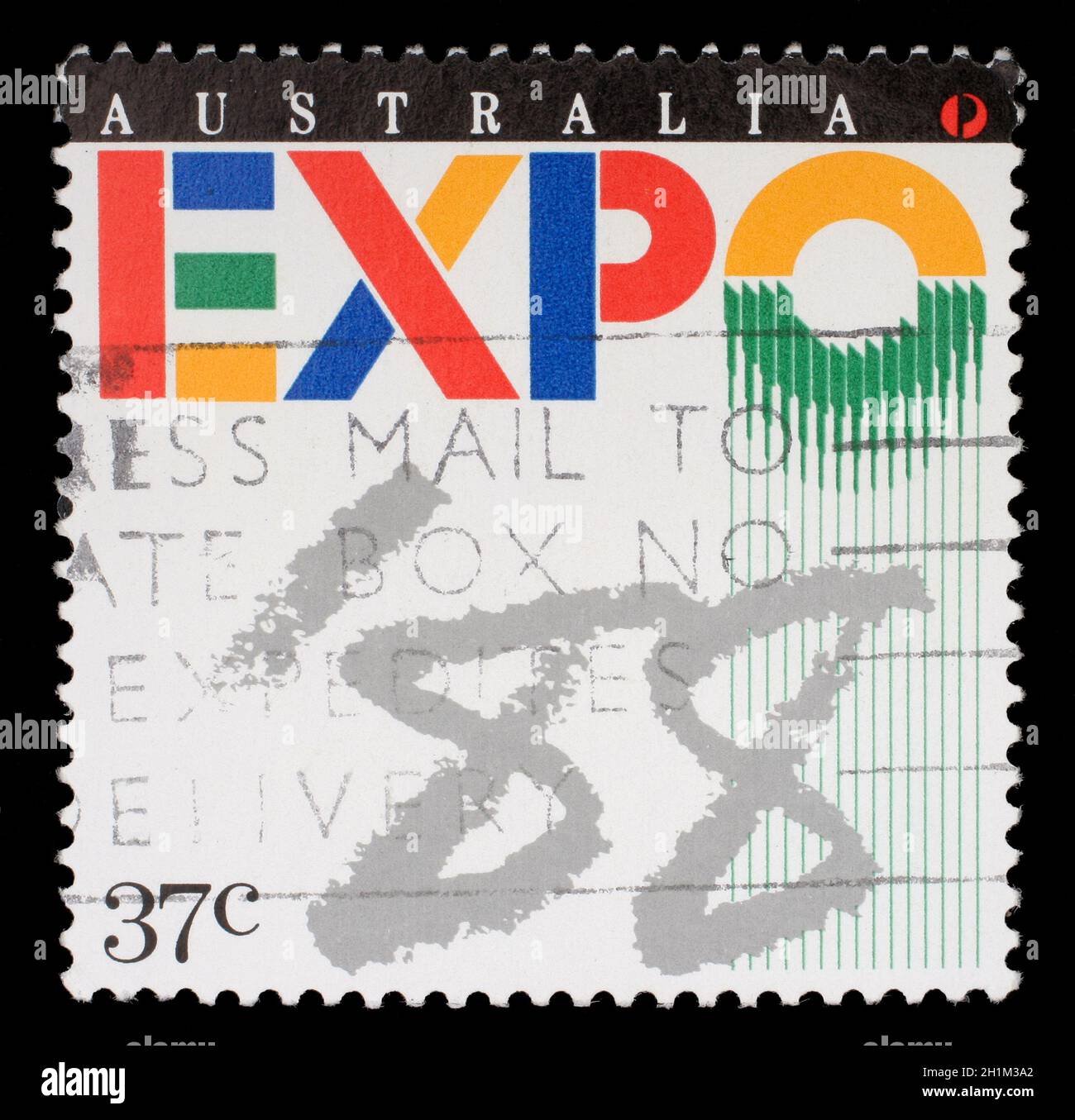 Stamp printed in Australia shows Expo '88 Logo, World Fair, Brisbane, circa 1988 Stock Photo