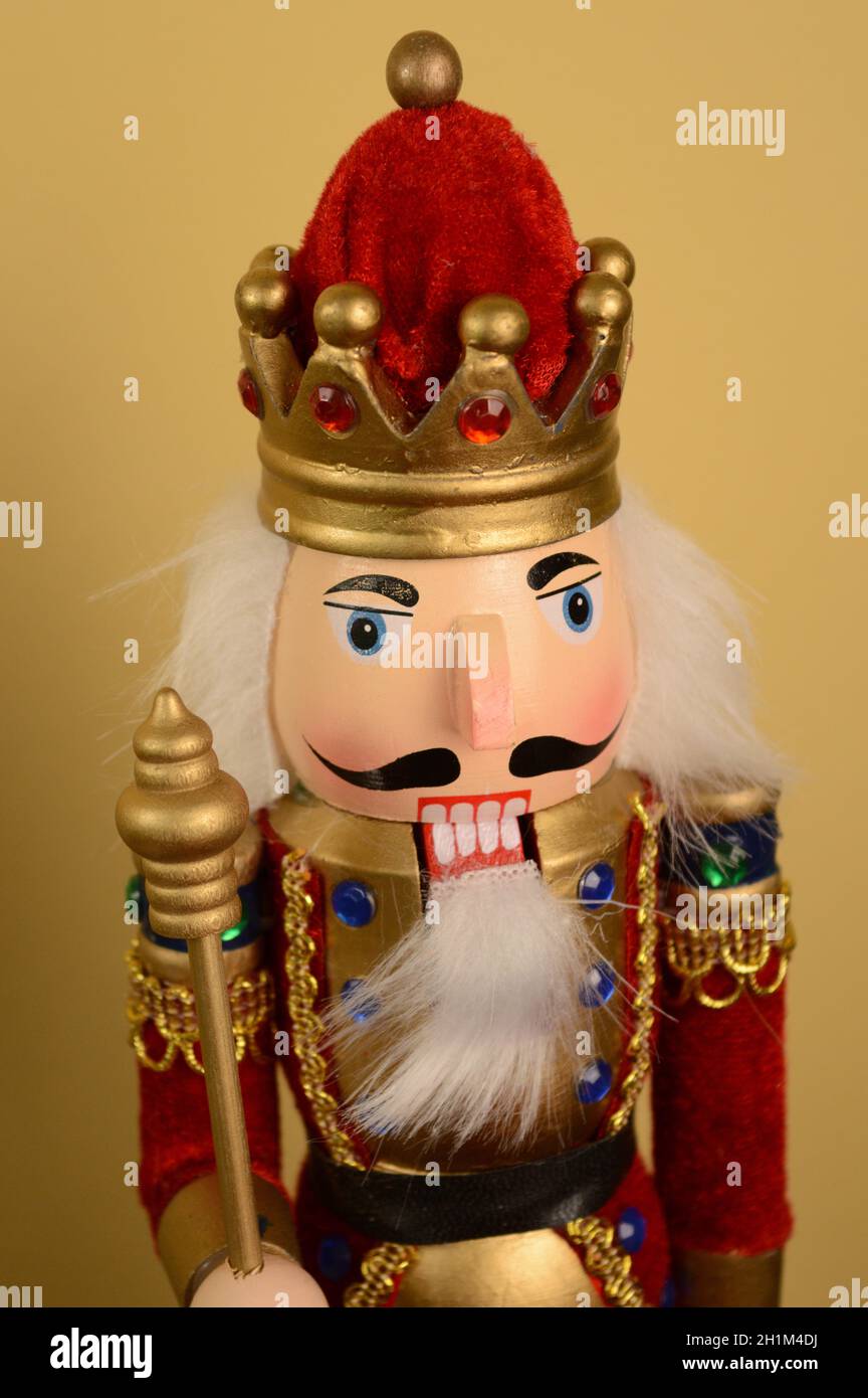 A closeup of the face of a king nutcracker figure Stock Photo Alamy