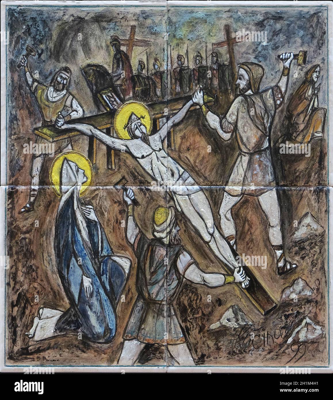 11th Stations of the Cross, Crucifixion Jesus is nailed to the cross