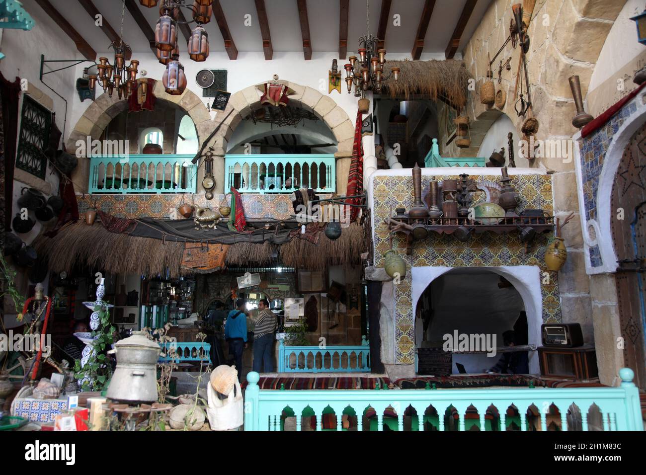 Interior of arabic coffee bar, Sousse, Tunisia Stock Photo Alamy