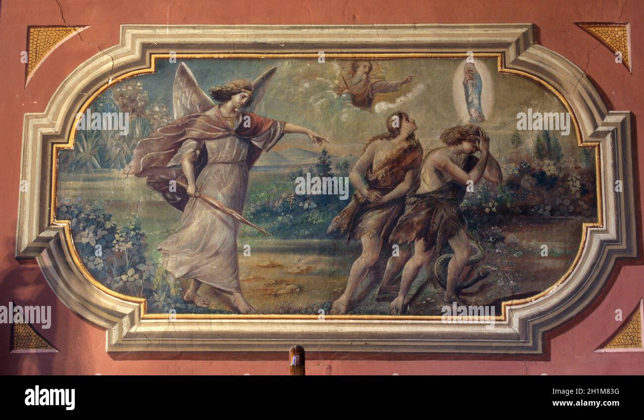 Adam and Eve, the expulsion from paradise Stock Photo - Alamy