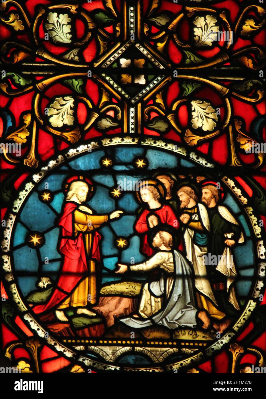 Stained glass window in St John s Church in the BBD Bagh district of