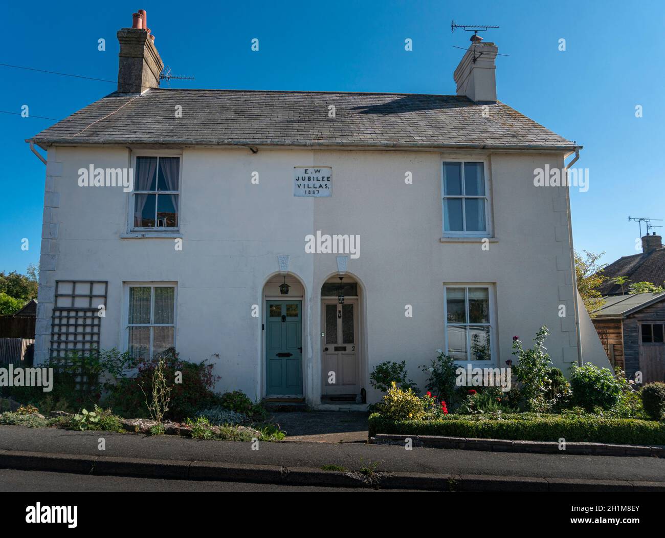 A pair of cottages in the village of Egerton, Kent, UK Stock Photo Alamy