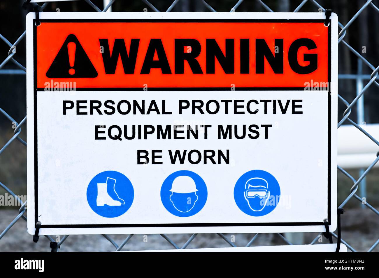 Warning and personal protective equipment ppe sign hires stock