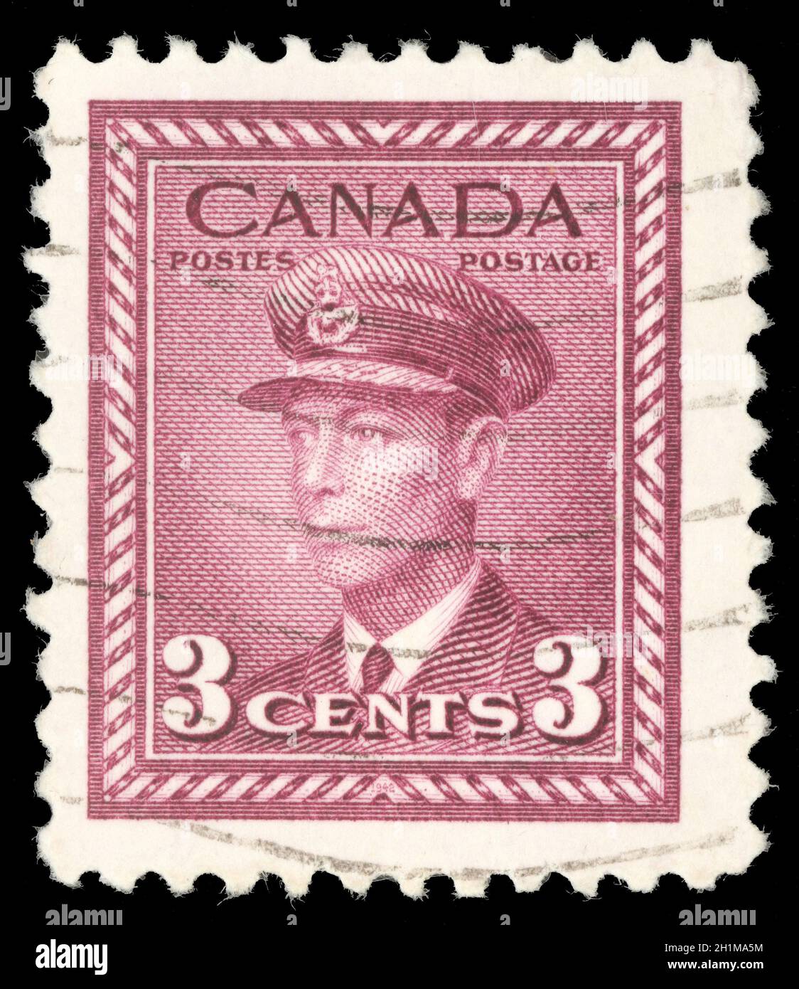 Stamp printed in the Canada shows King VI, King of England