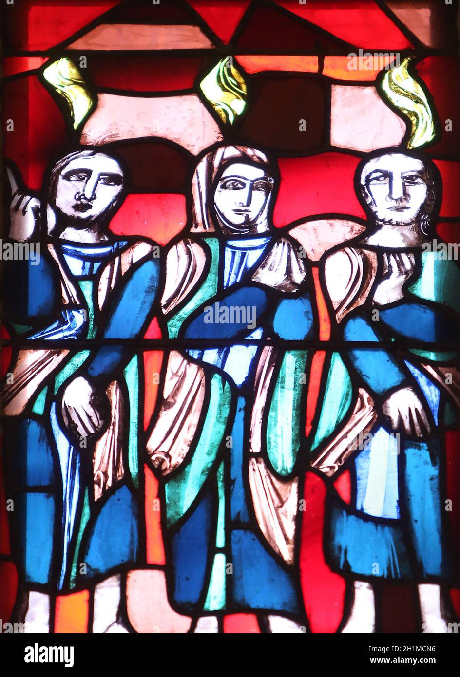 Pentecost, stained glass window in Basilica of St. Vitus in Ellwangen
