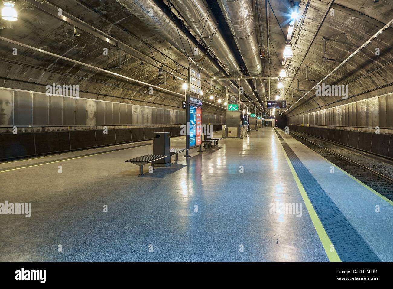 Oslo, Norway - Circa 2015: Underground train station in Oslo, capital of Norway Stock Photo