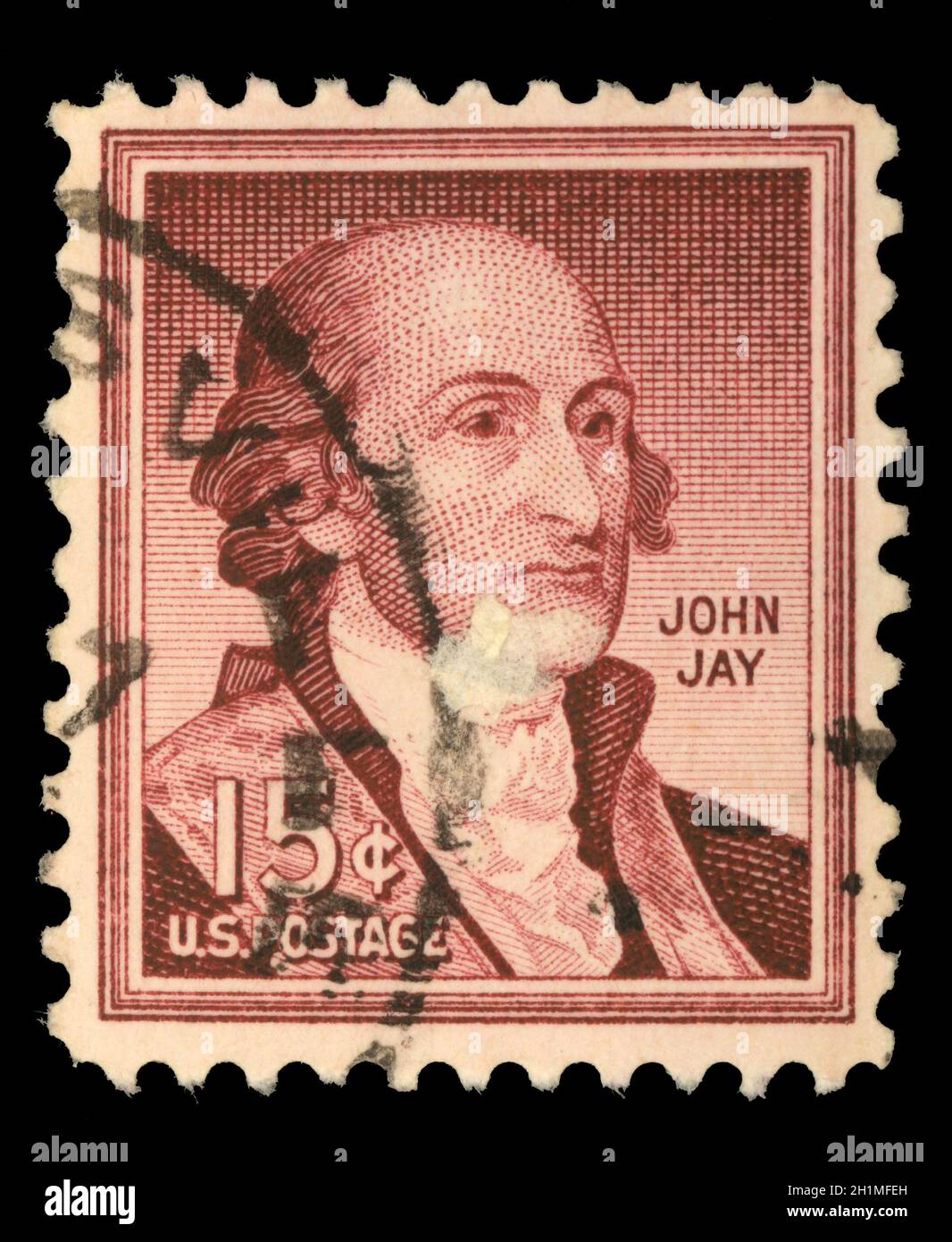 Stamp printed in USA from the 'Liberty' issue shows John Jay, circa 1954. Stock Photo