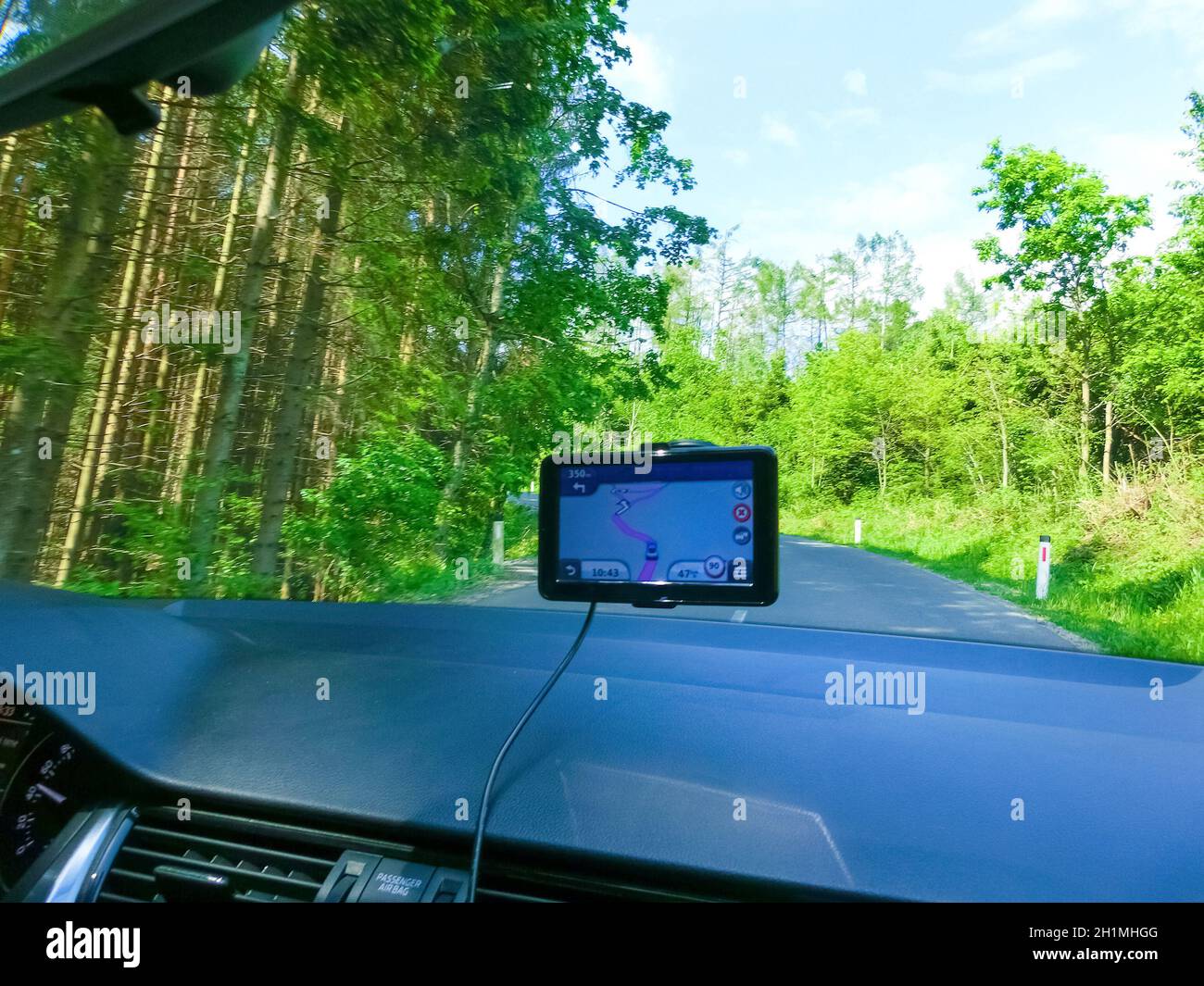 Road map on automobile dashboard hires stock photography and images