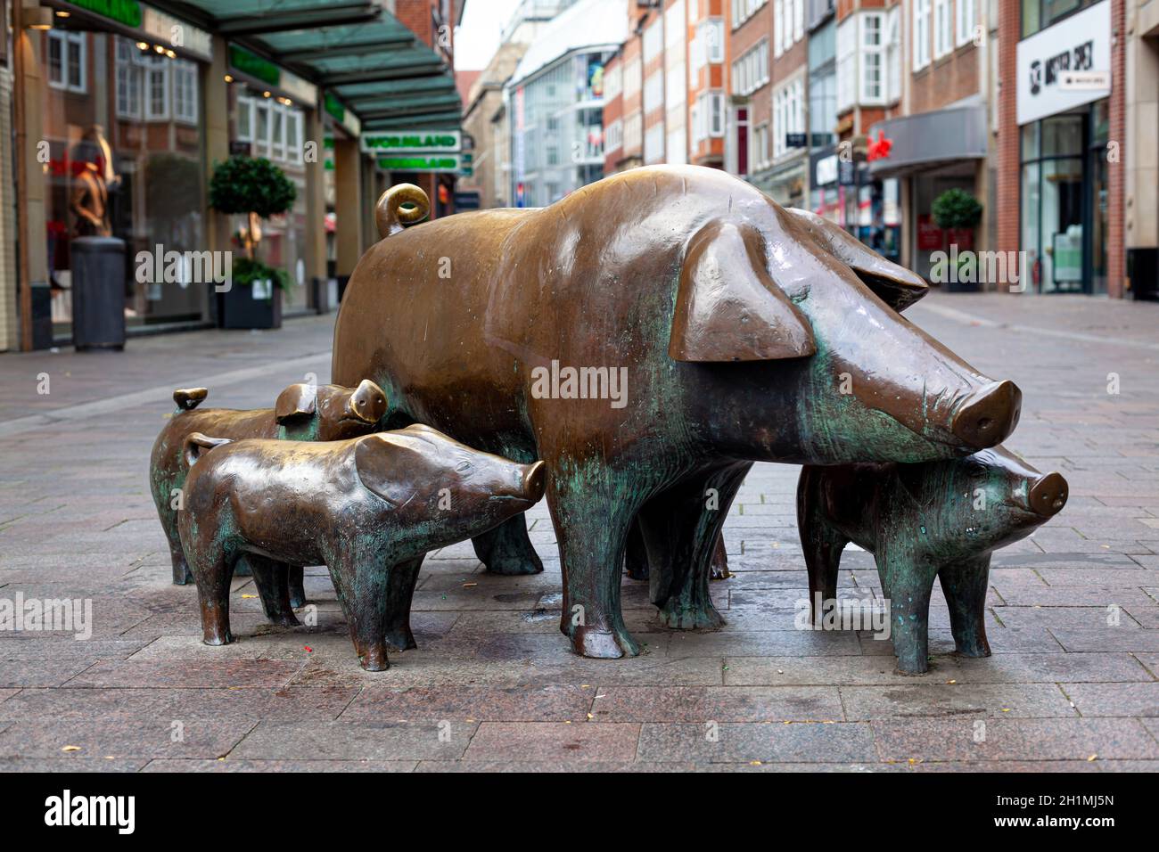 Bremen, Germany - August 9,2020: statue Schweinehirt und seine Herde. Stock Photo