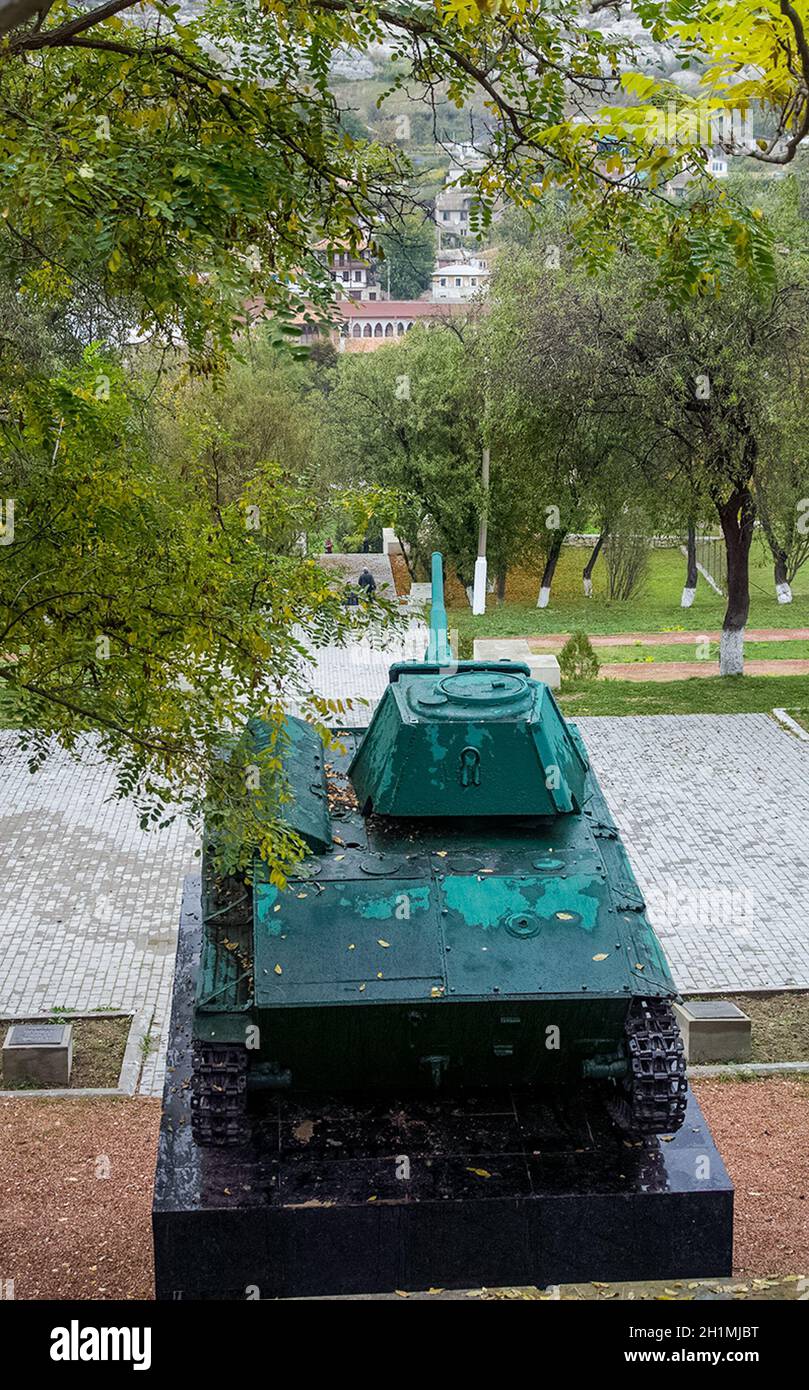 Monument to the military tank, the view from above from above. Memory of the great patriotic war Stock Photo
