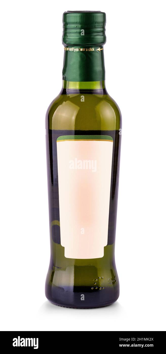 The Olive oil bottle with blank label isolated on white background ...