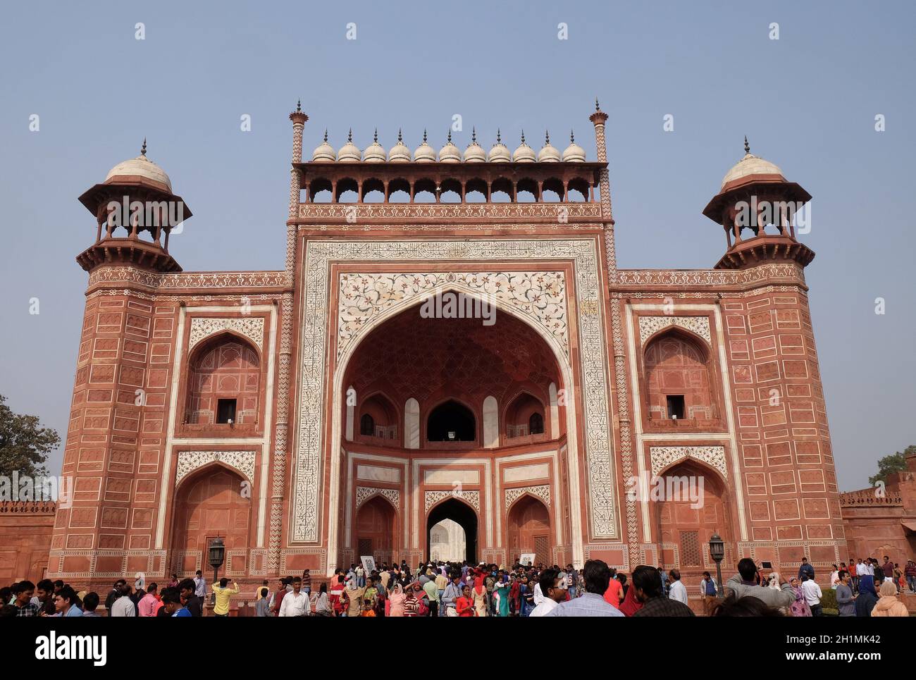 Gate to the Taj Mahal (Crown of Palaces) in Agra,