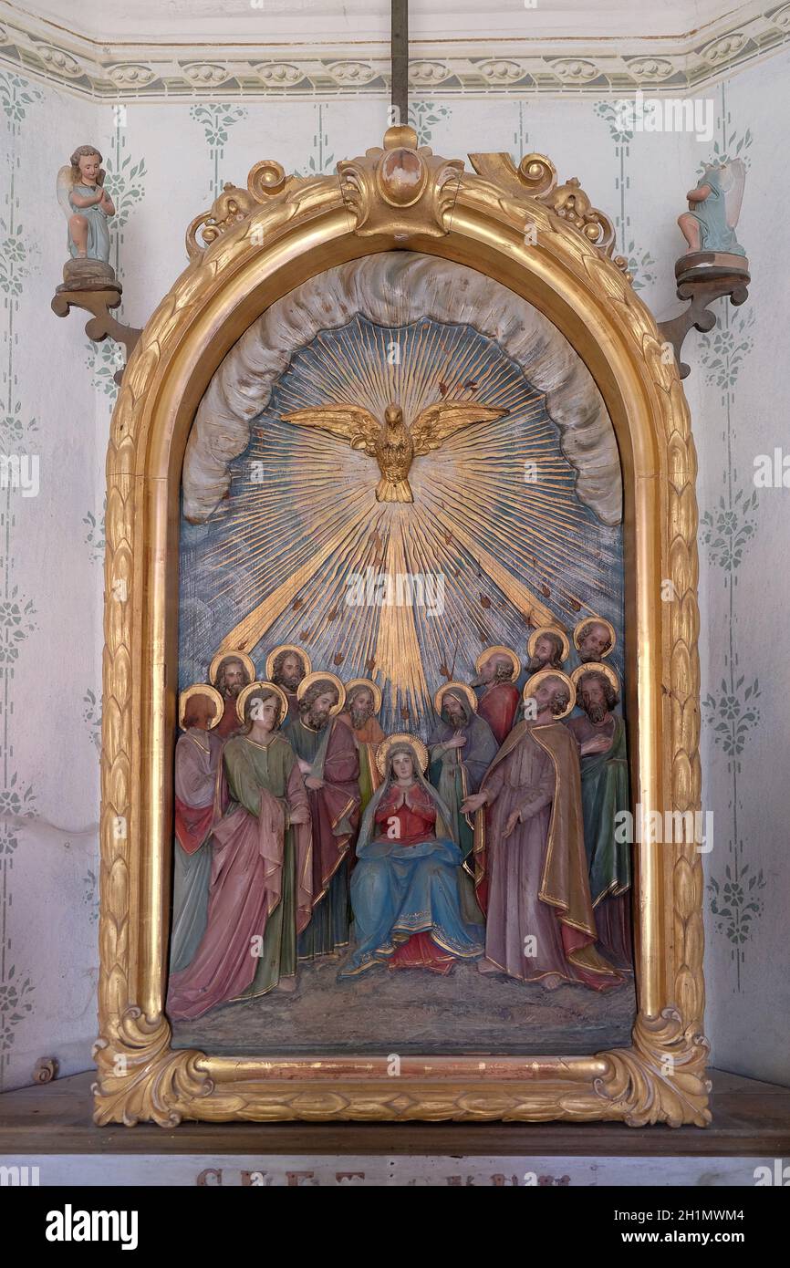 Pentecost, the descent of the Holy Spirit in the chapel in the village Stitar, Croatia Stock Photo