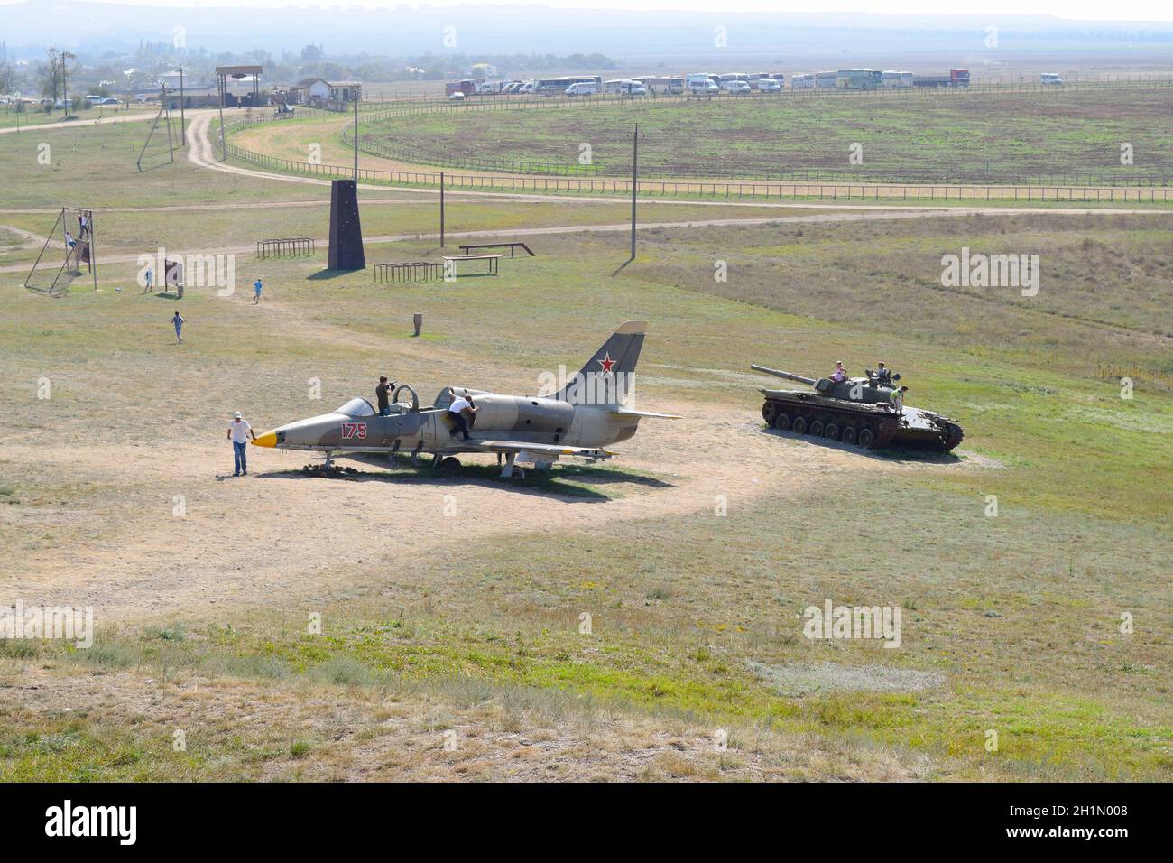 Ataman, Russia - September 26, 2015: Monument of fighter aircraft near ...