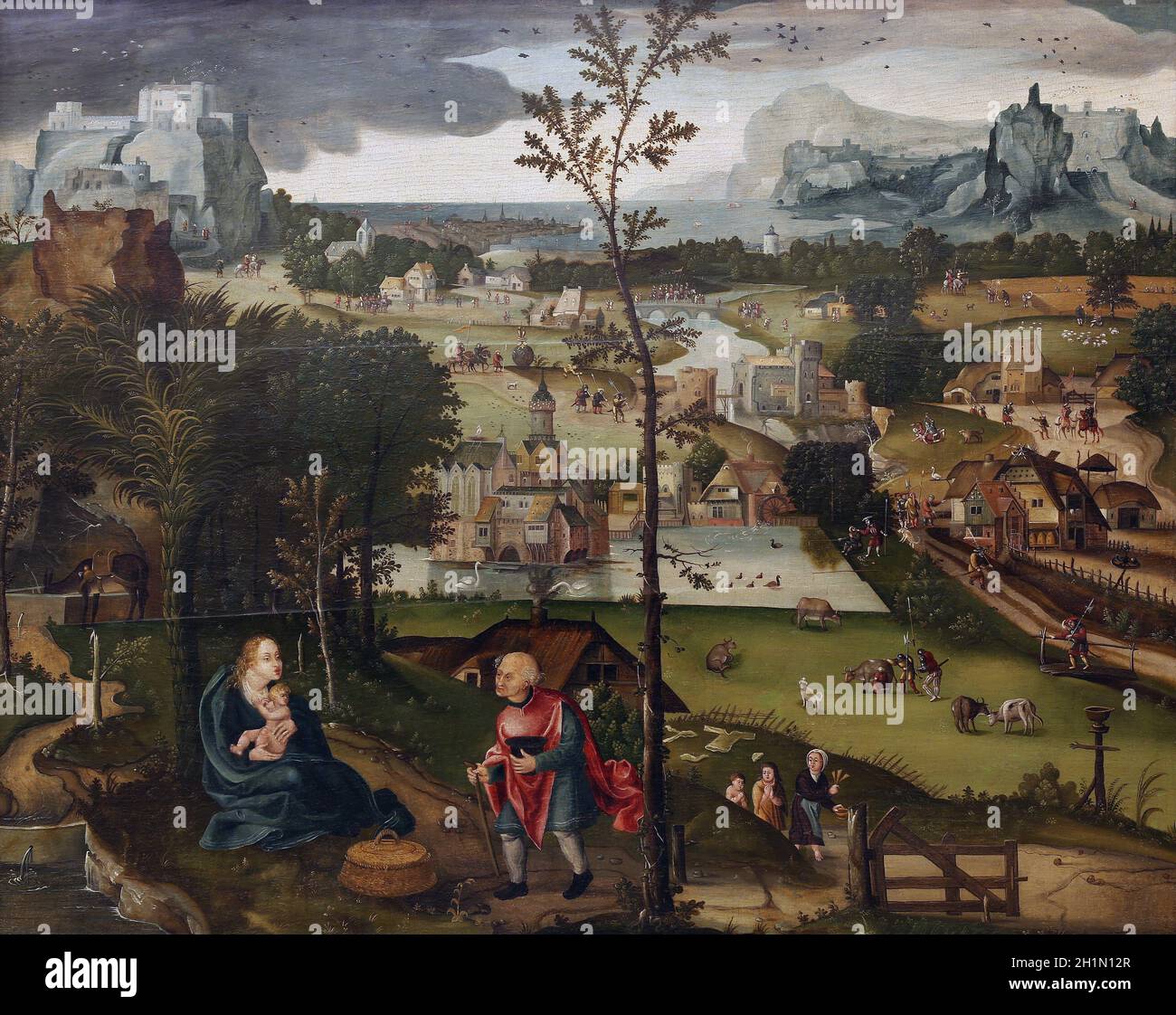 ZAGREB, CROATIA - DECEMBER 08: Joachim Patinir: The Flight into Egypt, Old Masters Collection, Croatian Academy of Sciences, December 08, 2014 in Zagr Stock Photo