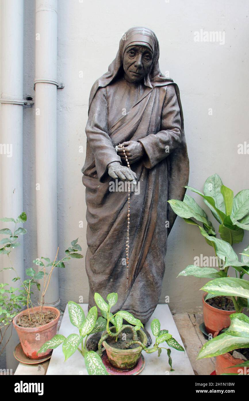 Statue of mother teresa in Mother house, Kolkata, India Stock Photo