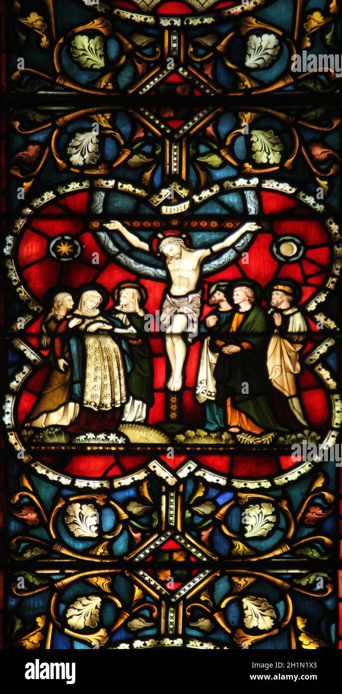 Stained glass window in St John s Church in the BBD Bagh district of