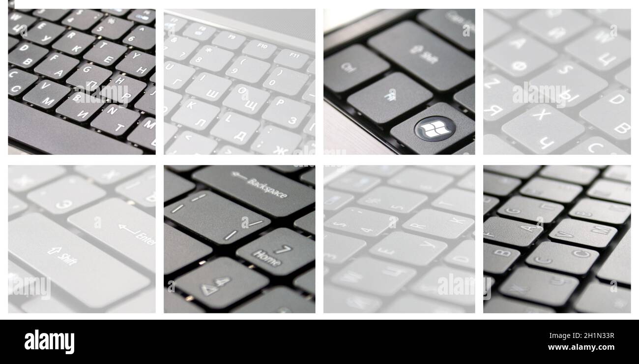 Clean new gray laptop with russian keyboard Stock Photo - Alamy