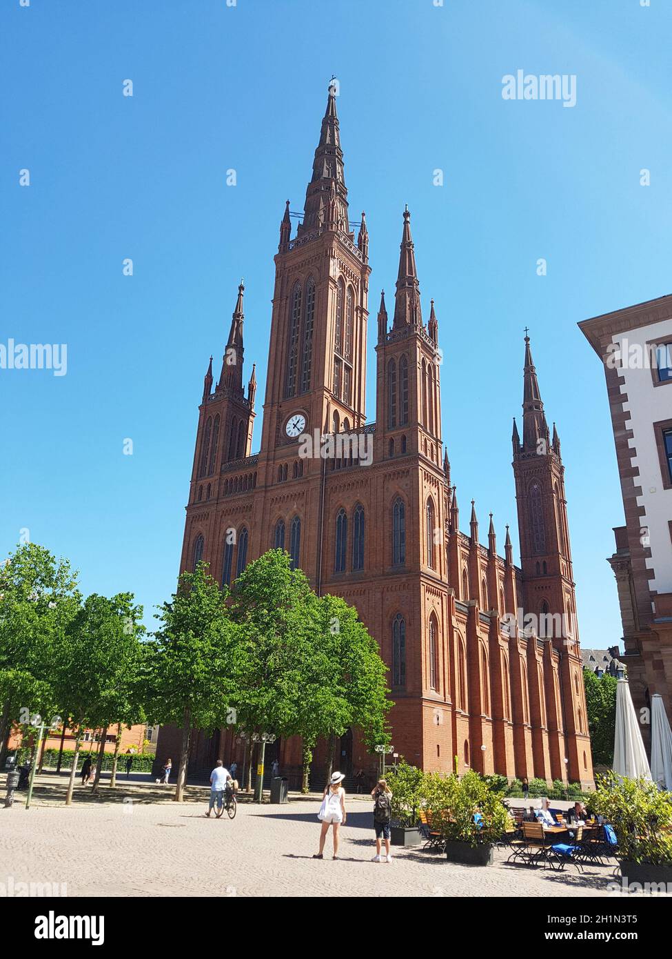 Marktkirche, Wiesbaden, Hessen Stock Photo