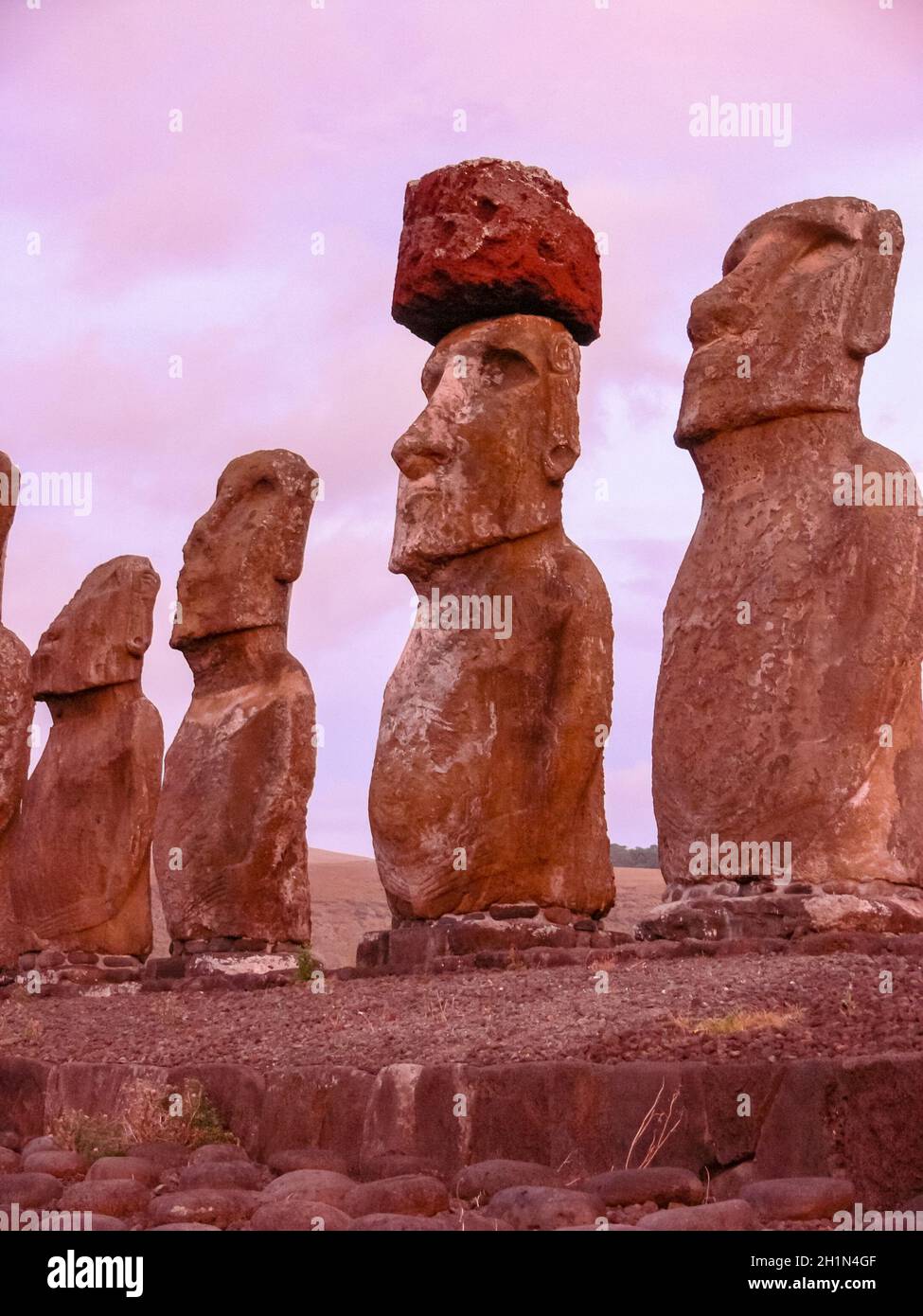 Statues of the gods of Easter Island. Ancient statues of ancient