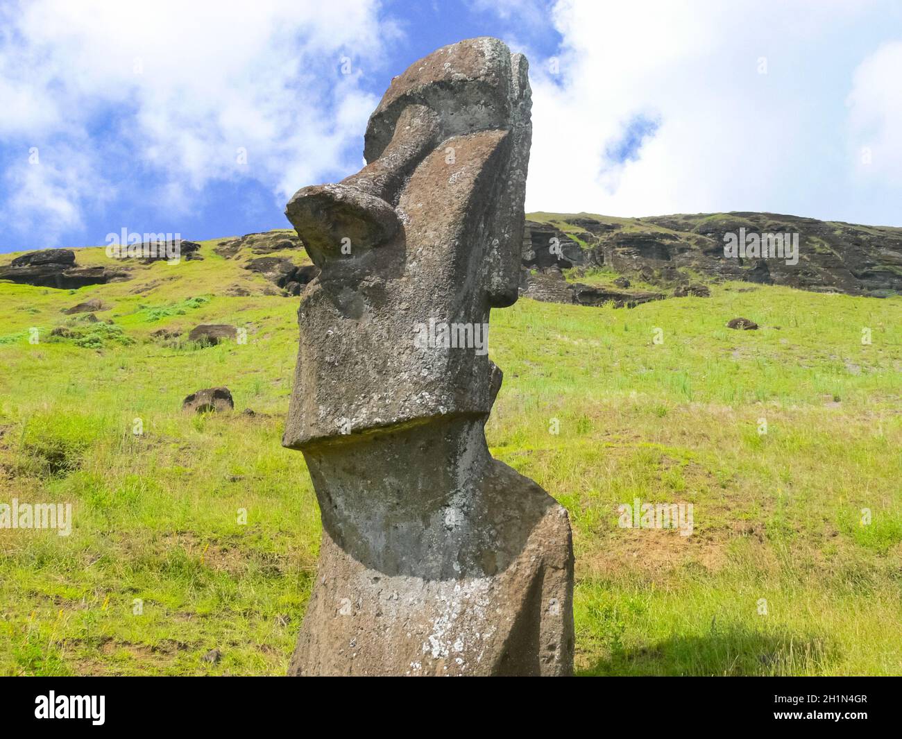 Statues of the gods of Easter Island. Ancient statues of ancient