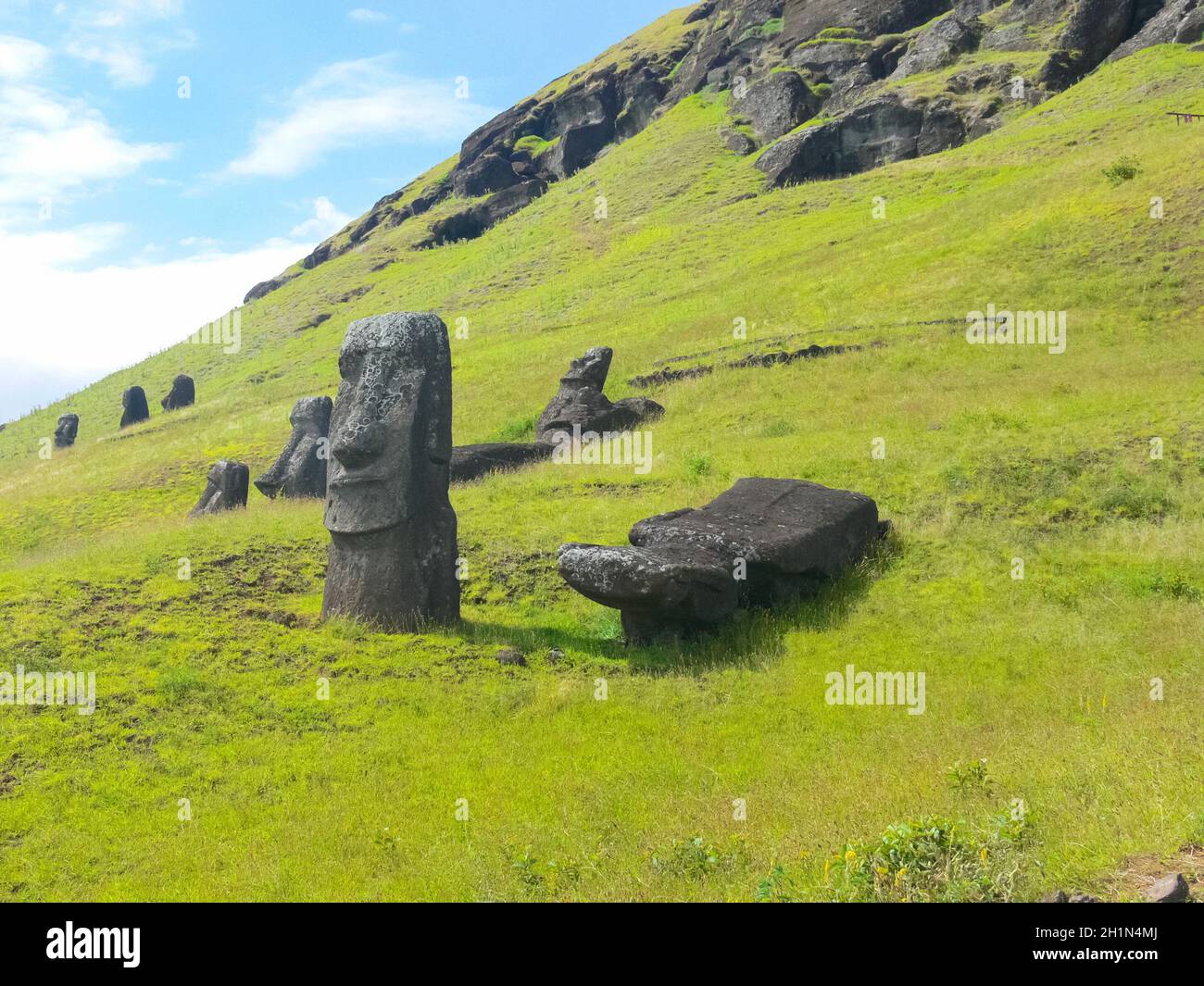 Statues of the gods of Easter Island. Ancient statues of ancient