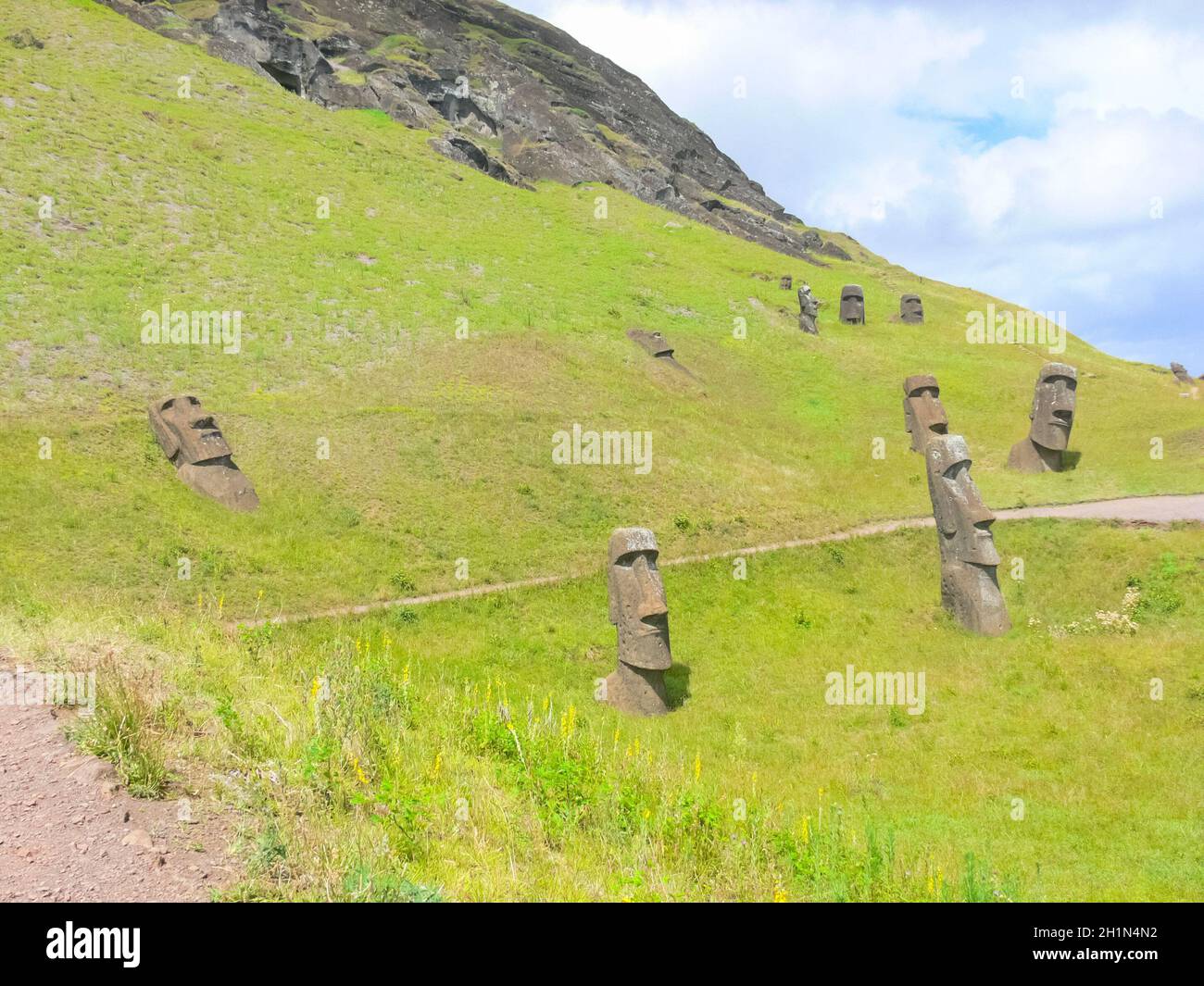 Statues of the gods of Easter Island. Ancient statues of ancient