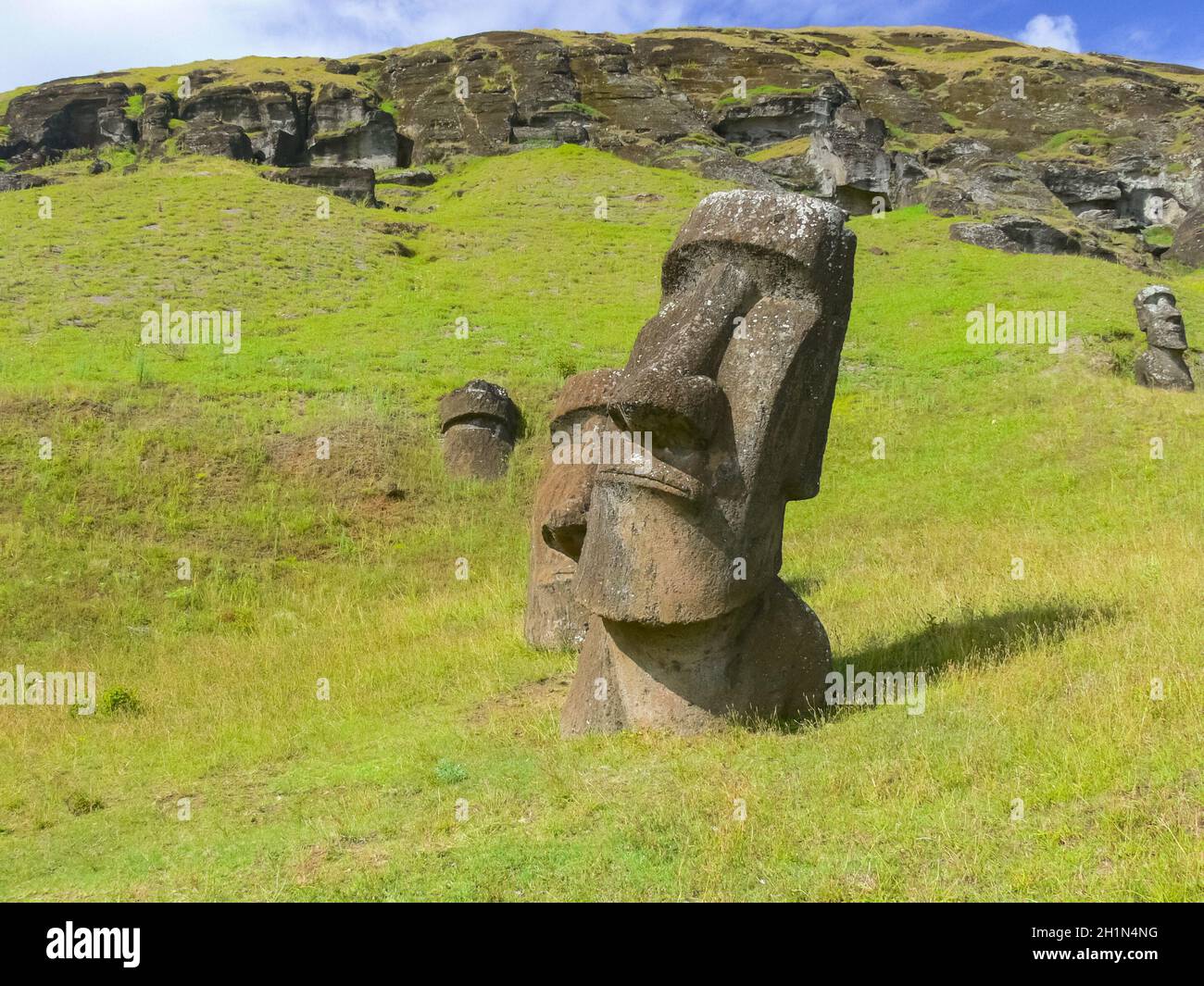Statues of the gods of Easter Island. Ancient statues of ancient