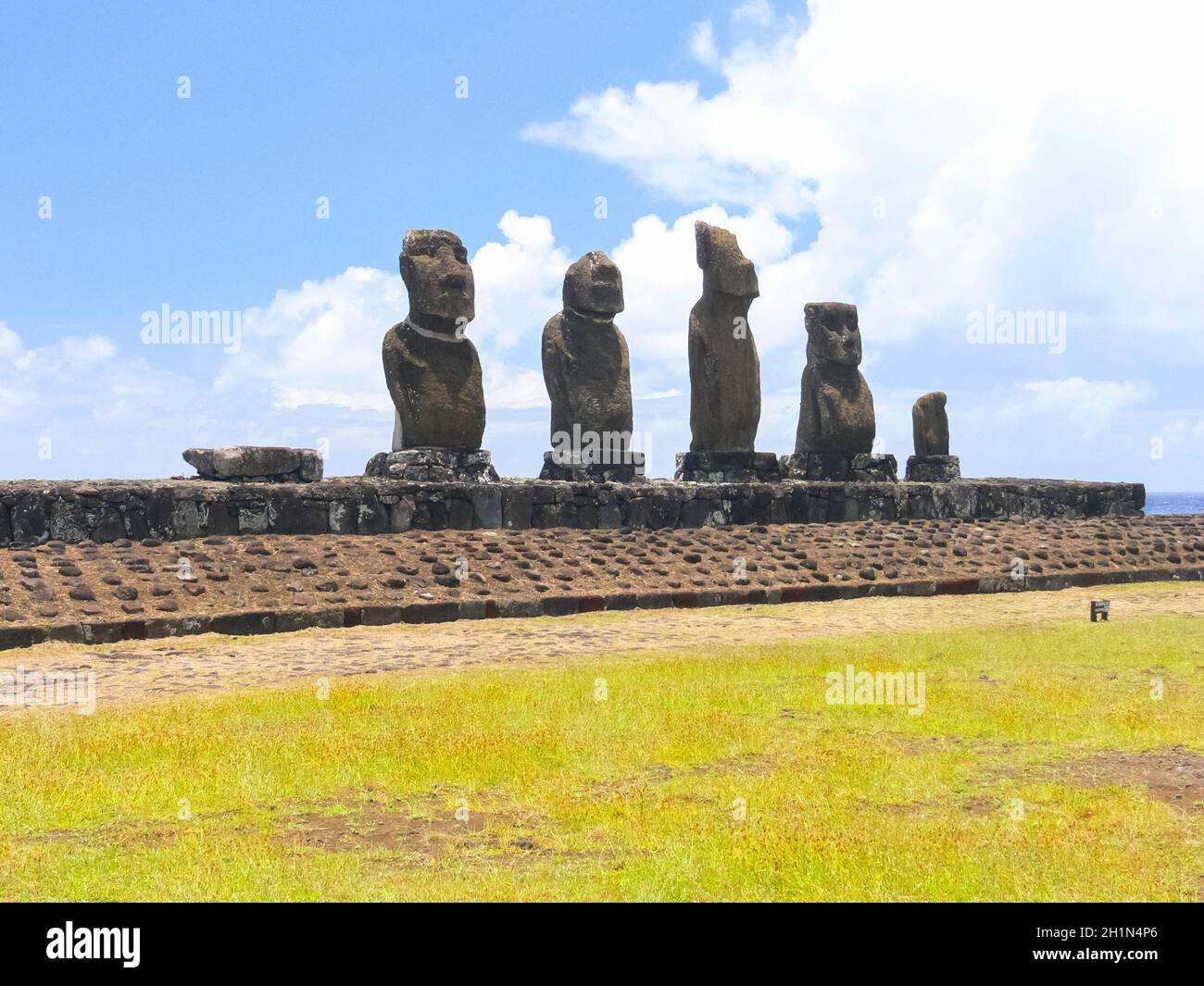 Statues of the gods of Easter Island. Ancient statues of ancient