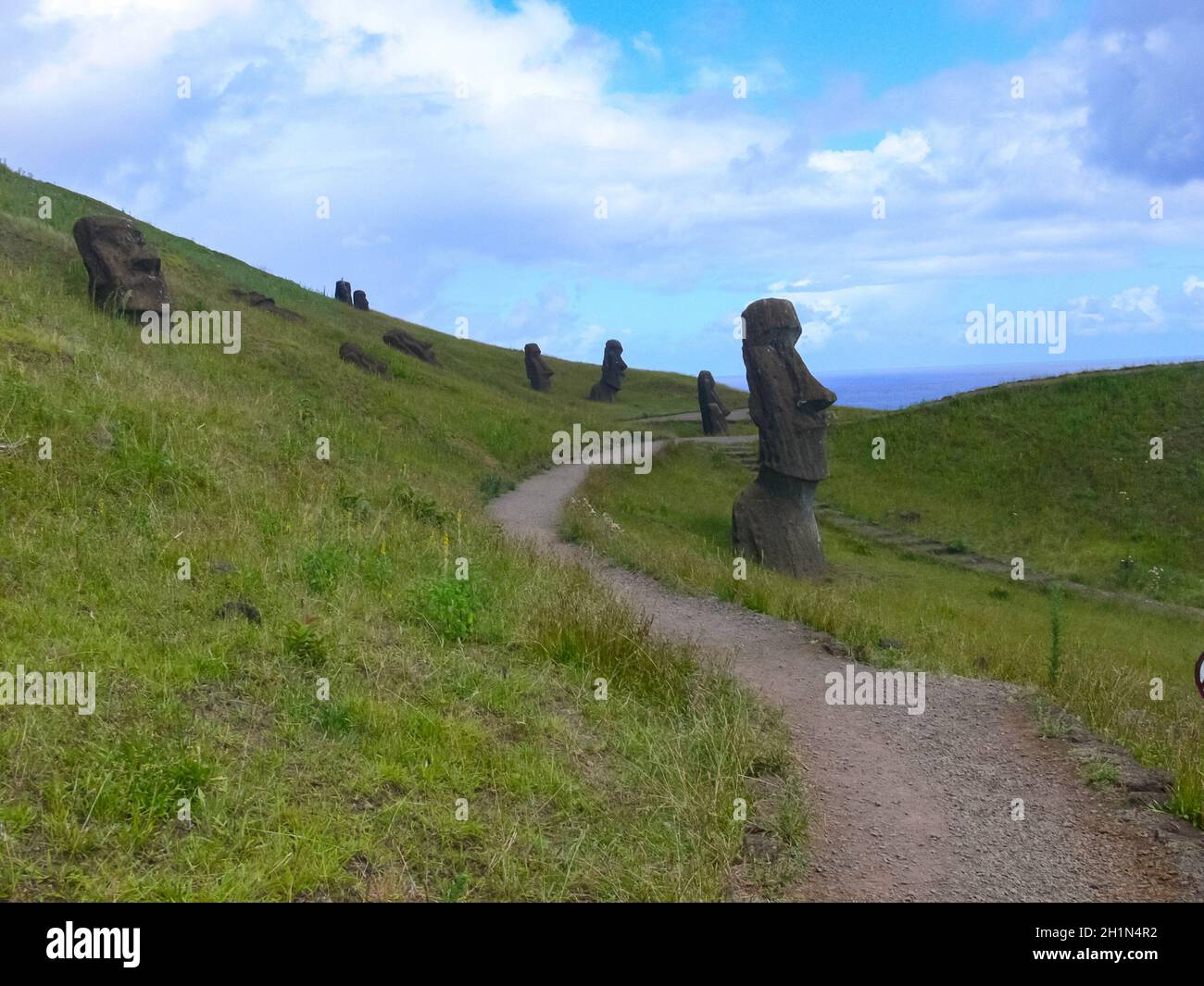 Statues of the gods of Easter Island. Ancient statues of ancient