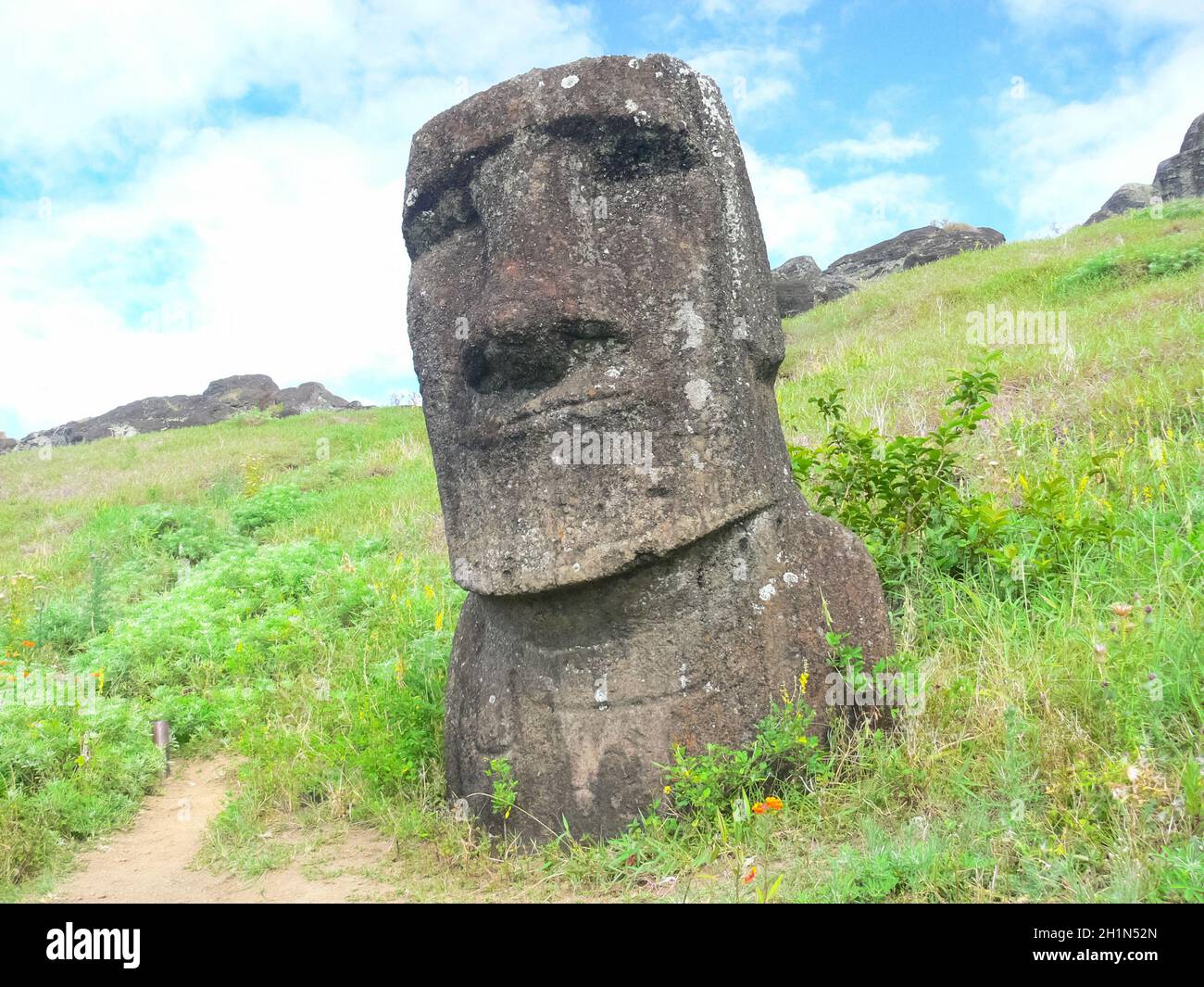 Statues of the gods of Easter Island. Ancient statues of ancient