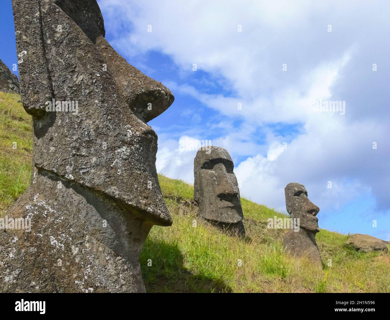 Statues of the gods of Easter Island. Ancient statues of ancient