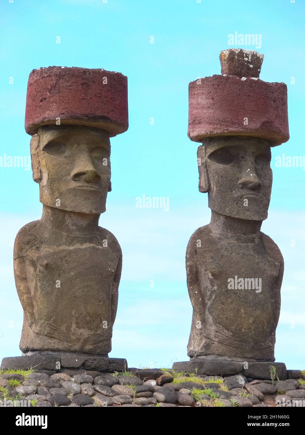 Statues of the gods of Easter Island. Ancient statues of ancient