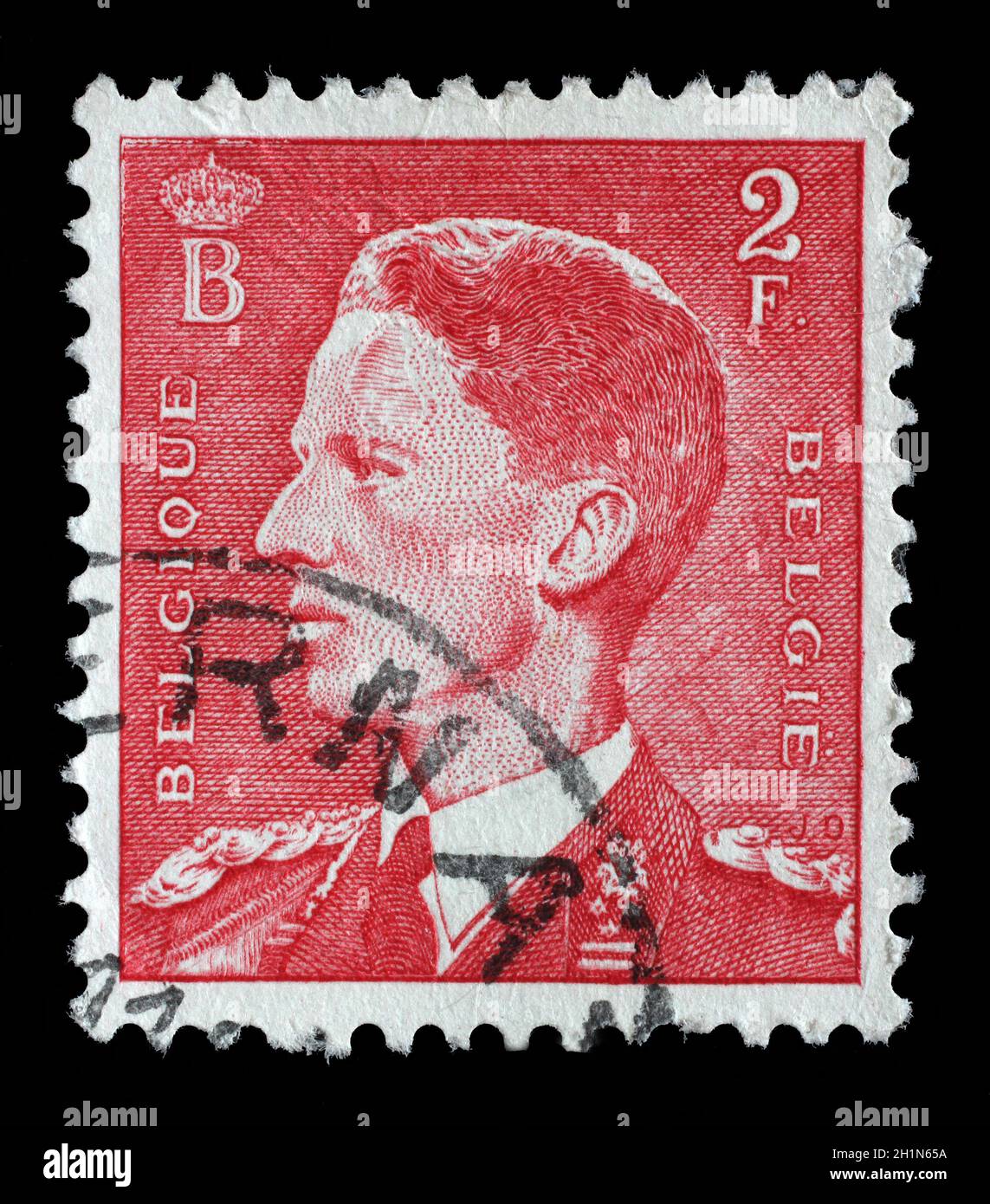 Stamp printed in the Belgium shows King Baudouin, Belgian king, circa