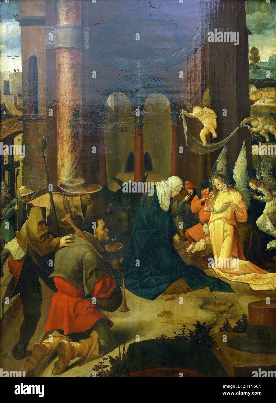 ZAGREB, CROATIA - DECEMBER 08: Master of carrying the cross from Douija (Master J. Kock): Birth and Adoration of the Shepherds, Old Masters Collection Stock Photo