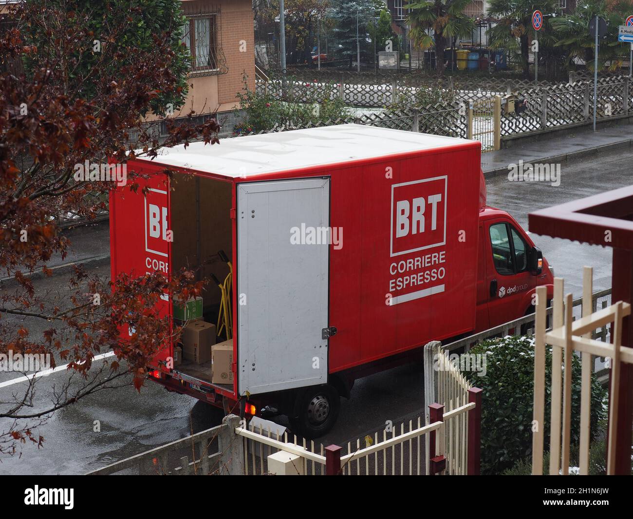 BOLOGNA, ITALY - CIRCA DECEMBER 2020: BRT corriere espresso (express courier) truck Stock Photo