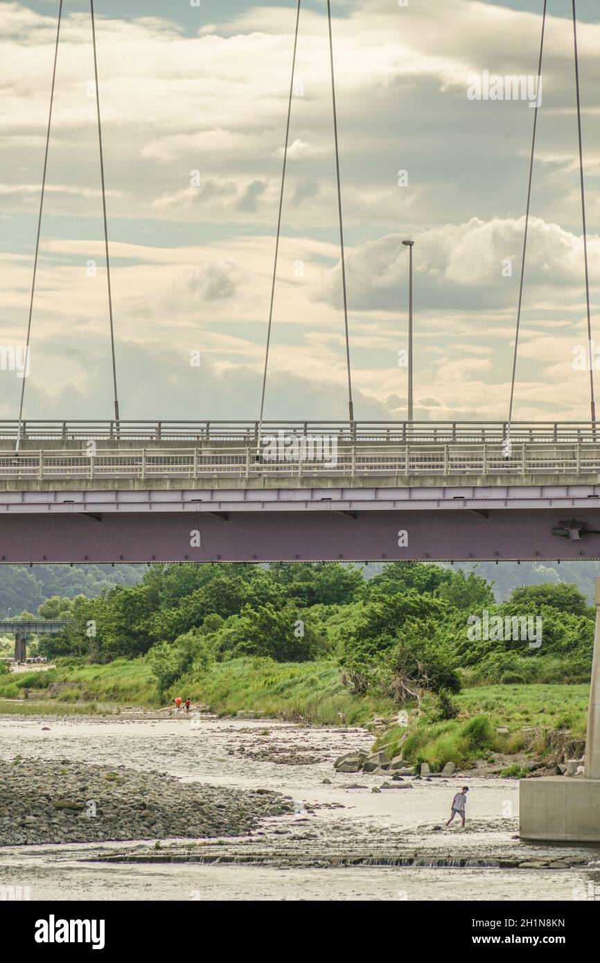 Tama Bridge and dusk sky. Shooting Location: Tokyo Akishima Stock Photo