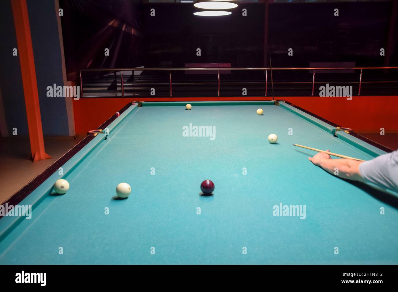 Russian billiards. Playing billiards in a Stock Photo Alamy