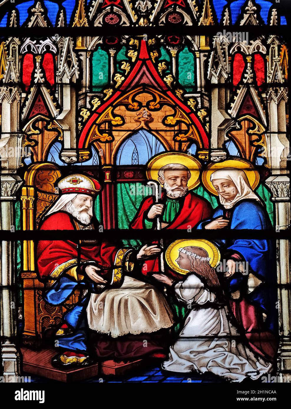 Presentation of the Virgin Mary in the Temple, stained glass windows in ...