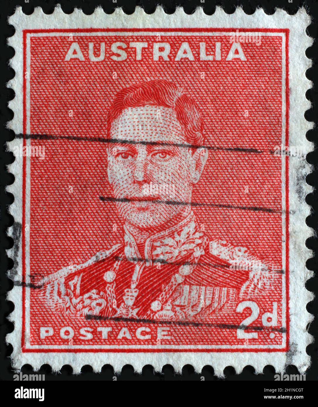 Stamp printed in Australia shows portrait of King VI (18951952