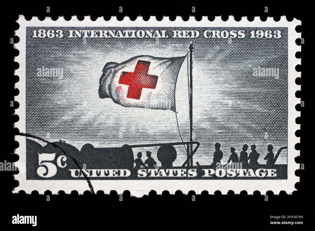 Stamp printed in USA, shows Morning Light and Red Cross Flag, with  inscription and name of series 1863 International Red Cross Centenary 1963,  circa 1 Stock Photo - Alamy